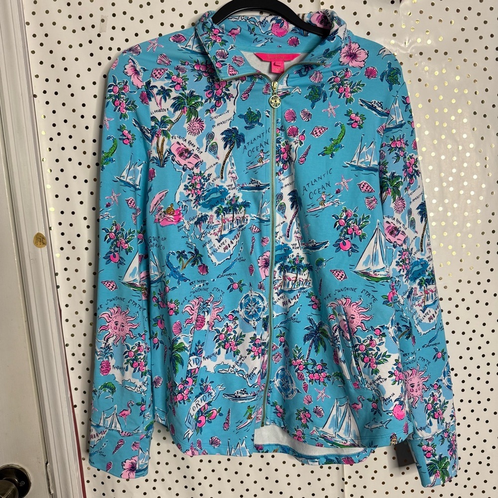 Lilly Pulitzer Leona Zip Up Jacket Size M Lilly's Road Trip